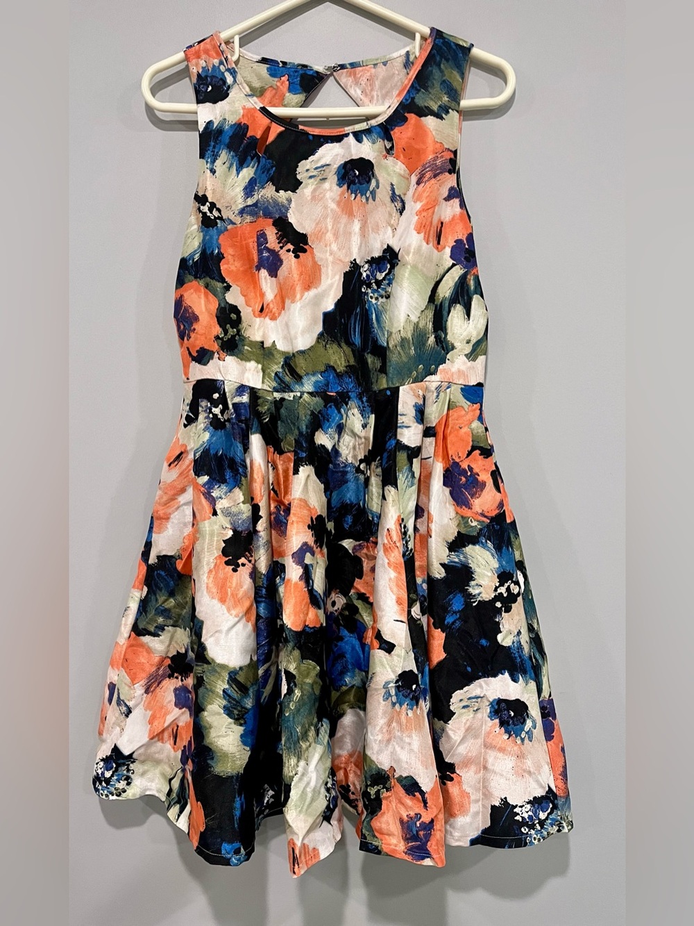Danny & Nicole Floral Fit & Flare Dress Size 4 Sleeveless Keyhole Back